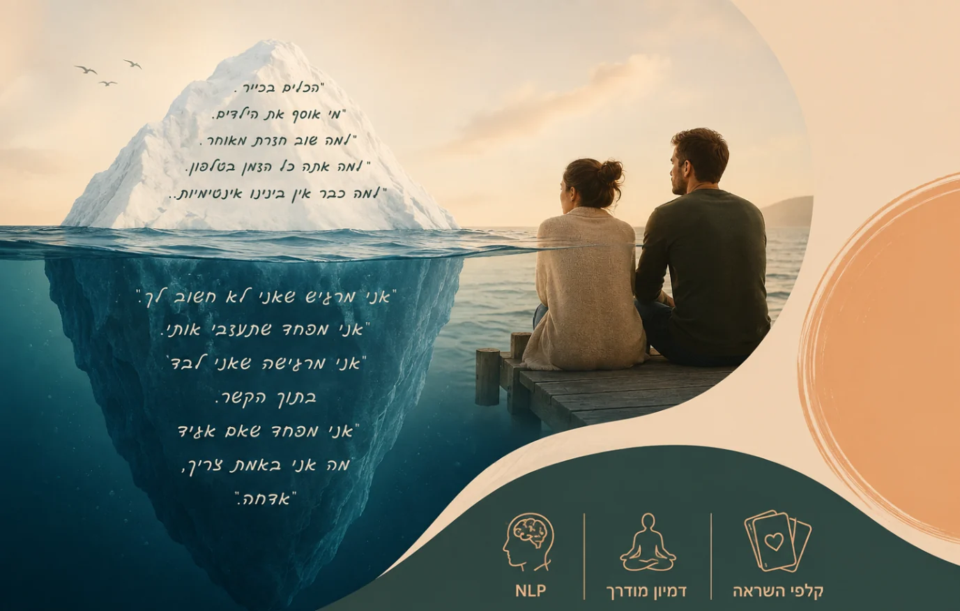 דימוי הקרחון בזוגיות - מעל המים המריבות היומיומיות, מתחת למים הפחדים והצרכים שלא נאמרים